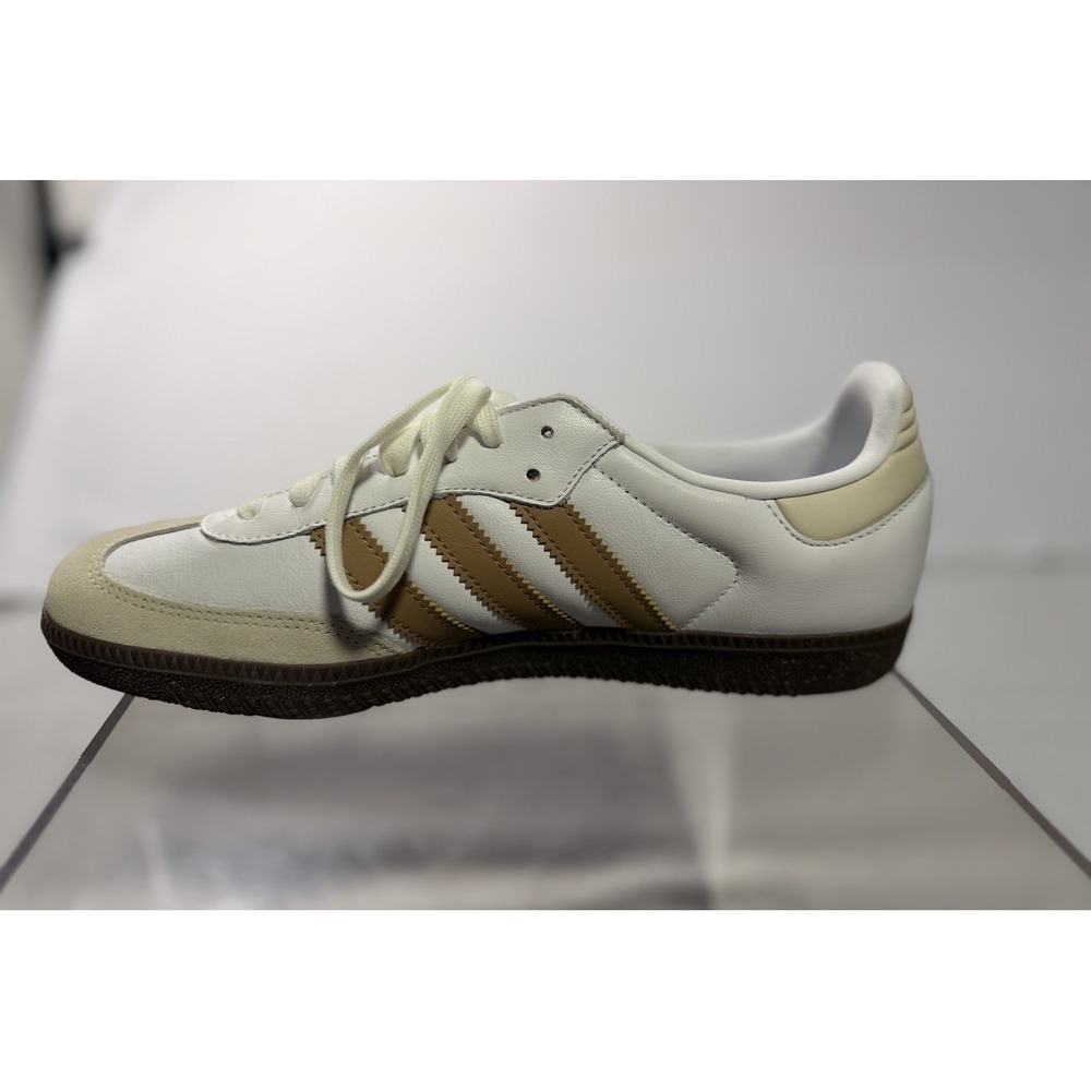 Adudas Samba Leather/Suede White W/Gold Stripes OG Sneakers M8/ W9 - Picture 3 of 7